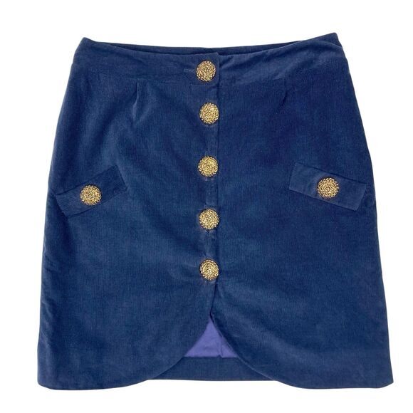 Leona by Lauren Leonard Mini Skirt Womens 4 Blue Corduroy 90s Western High Rise - Picture 2 of 9